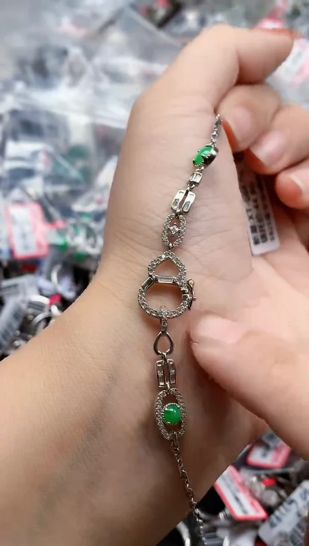 银S925镶嵌戒指翡翠天然A货缅甸翡翠