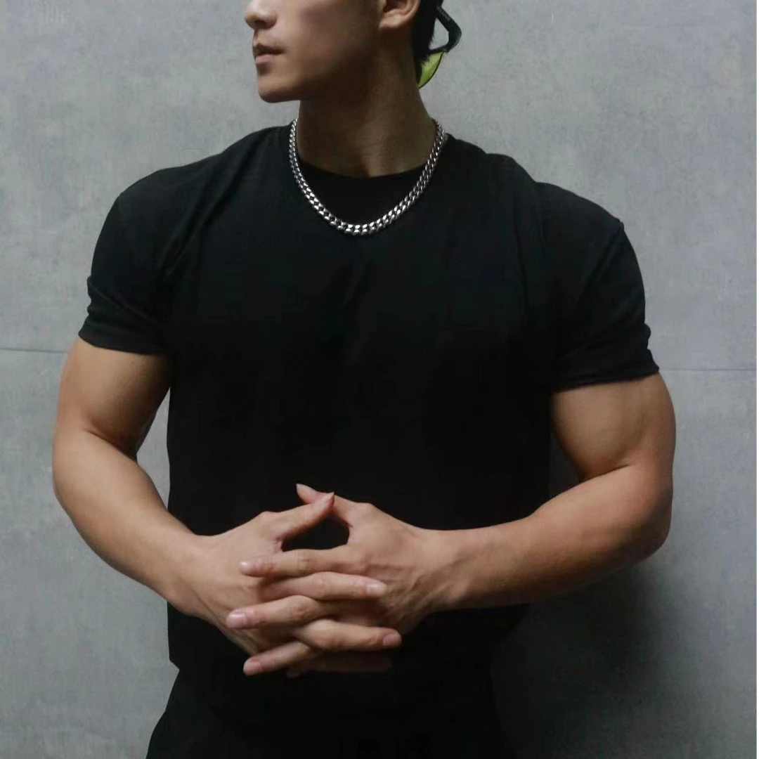 230克重磅索罗娜圆领健身运动短袖t恤男士户外休闲衣训练修身上衣