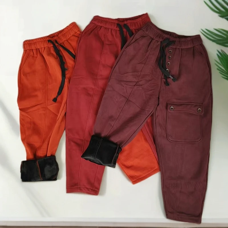 8232-1（飞儿同款）卫裤加绒加厚休闲裤子秋冬