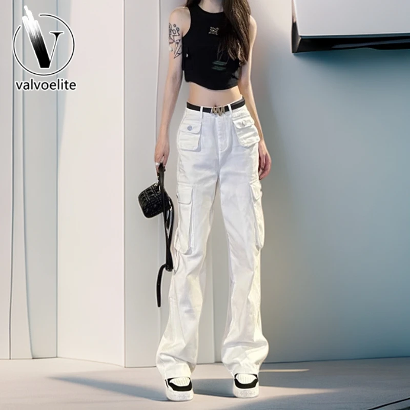 VALVOELITE工装裤女小个子新款2024夏季高街直筒宽松窄版阔腿裤子