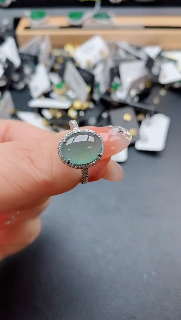 银S925镶嵌戒指翡翠1