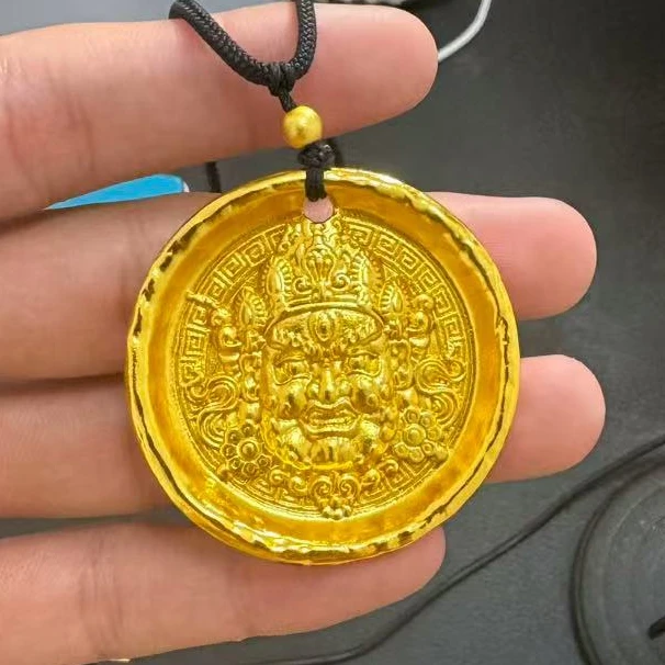 合金吊坠 合金吊坠 合金吊坠经典大饼锤纹黄财神男女款百搭