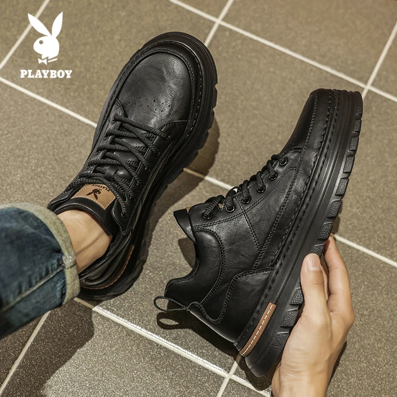 PLAYBOY/花花公子休闲板鞋2025新款男士中帮厚底时尚百搭运动潮鞋
