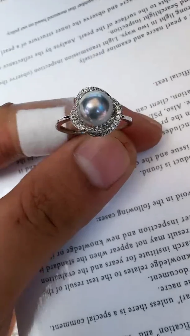 海水珍珠银S925镶嵌戒指戒指