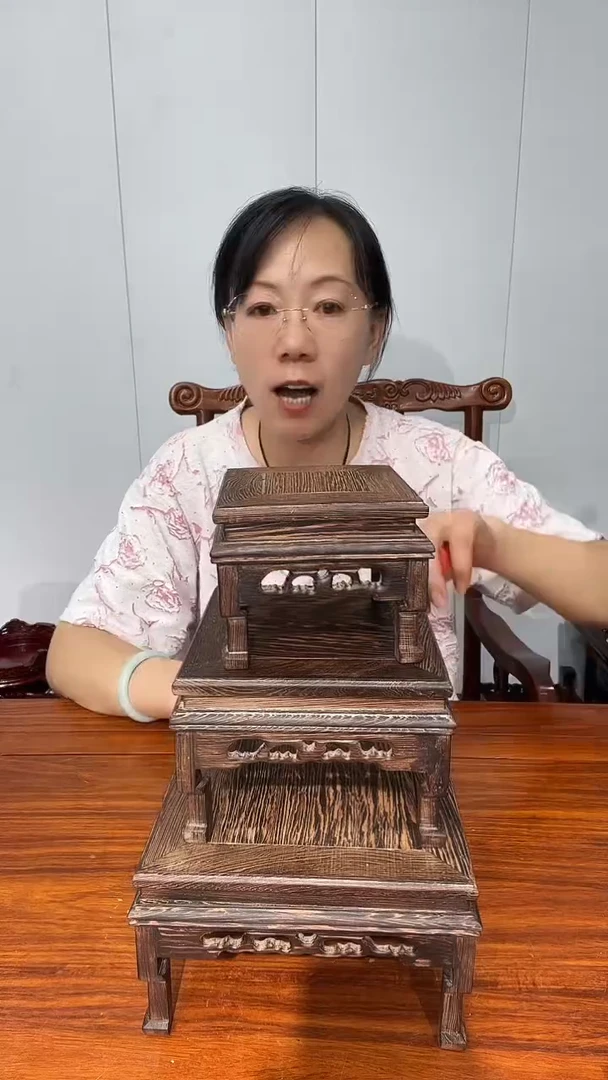 木鸡翅木正方套三