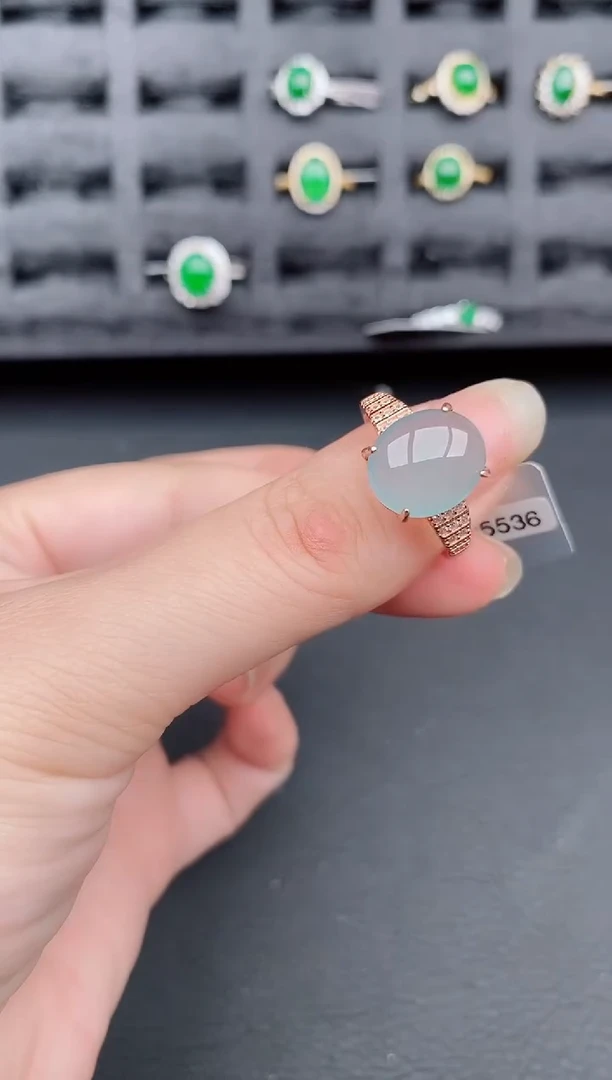 银S925镶嵌戒指翡翠天然a货翡翠598