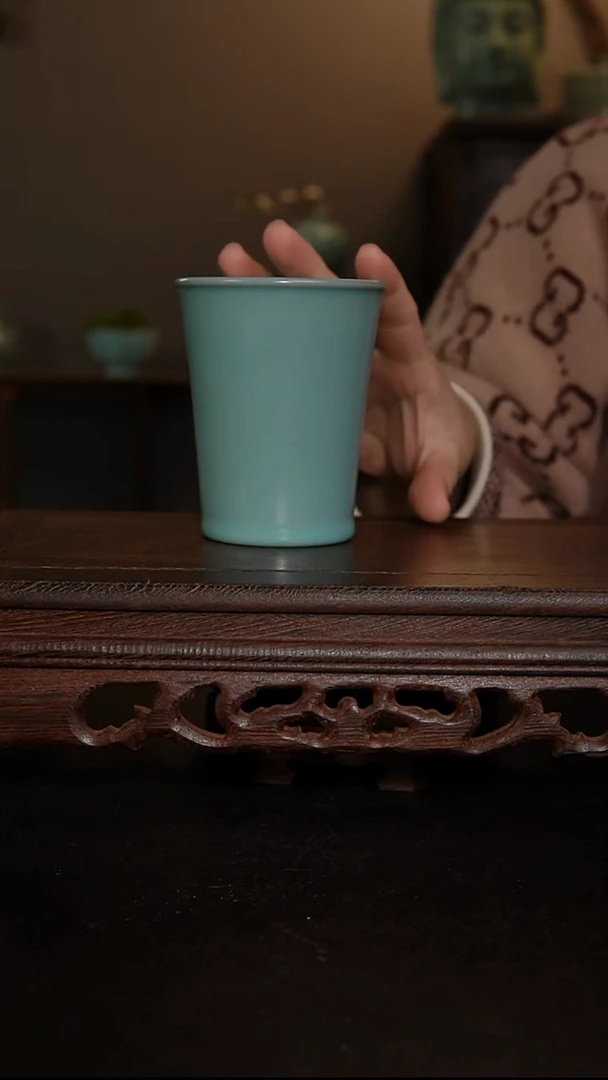 摆件原产地原矿仿古釉手工可乐杯