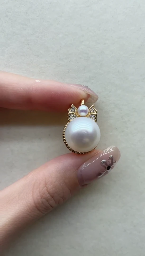 银S925镶嵌海水珍珠吊坠15