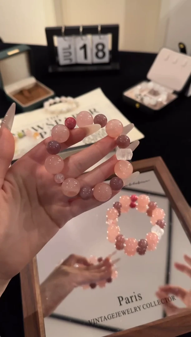 水晶手链合金粉水晶多宝x2050