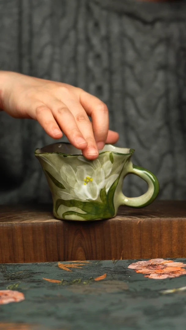 杯釉下彩手工手绘同款陶器