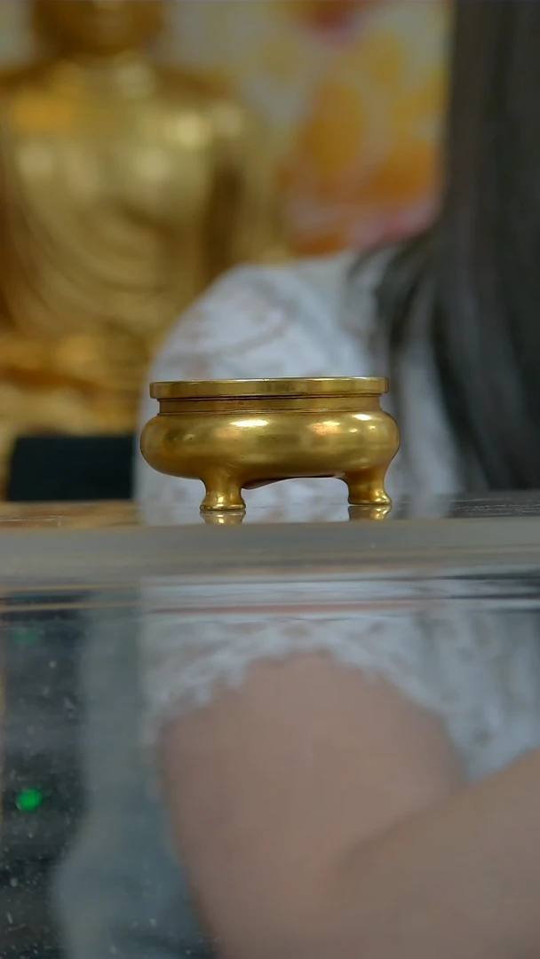 紫铜鎏金，4.5分香炉-Z