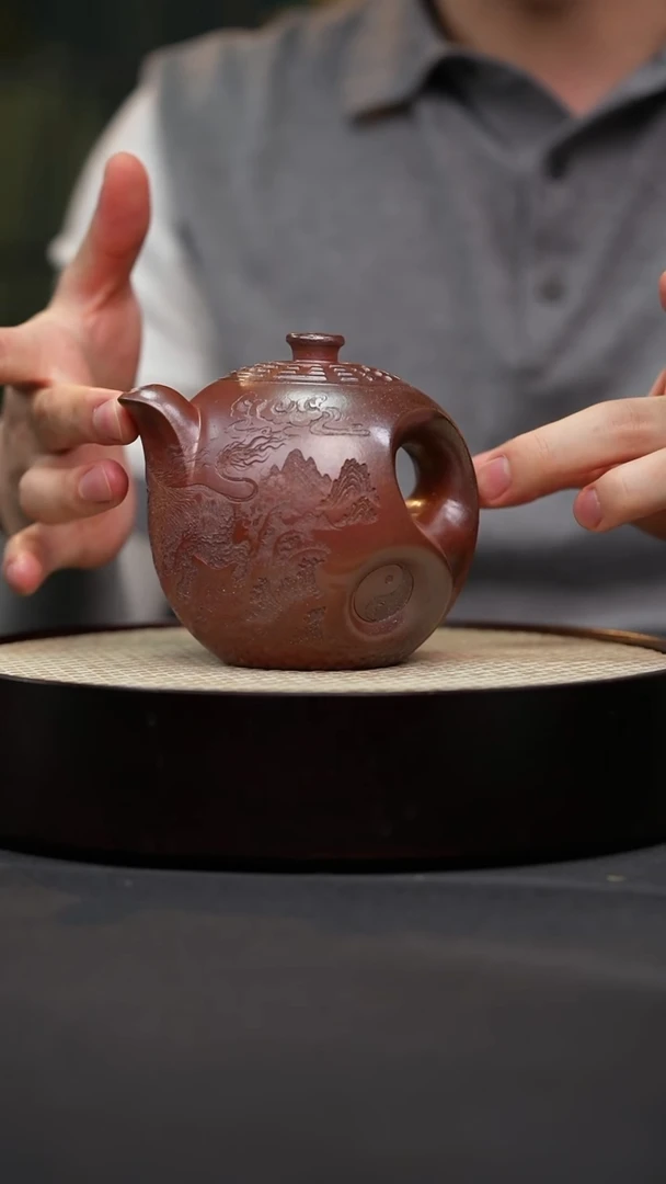 茶壶紫砂26 沉香泥八卦原矿紫砂壶