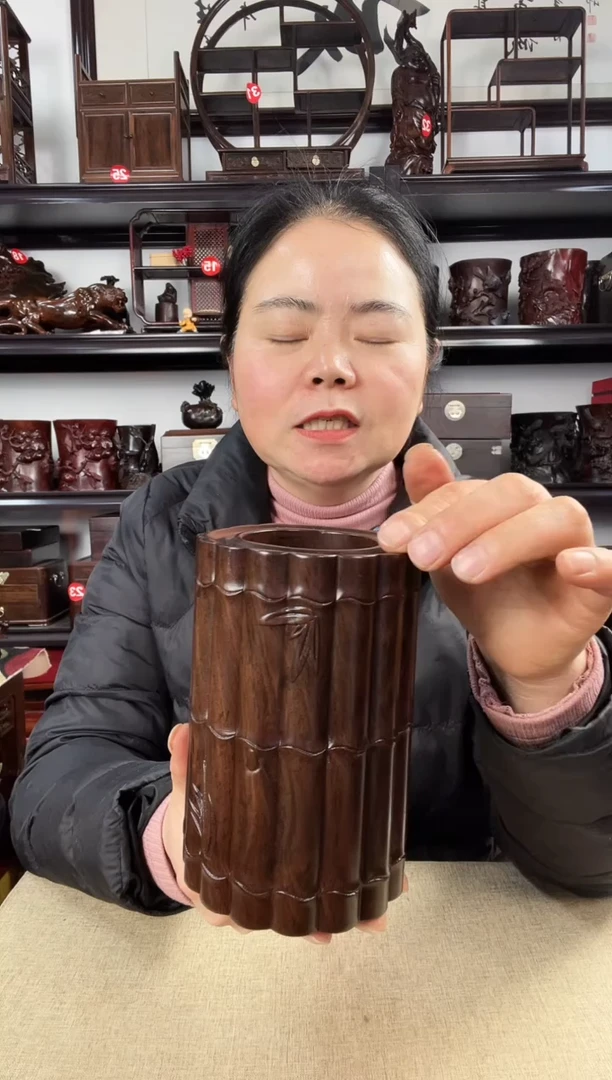 木竹节笔筒老李红木工艺品