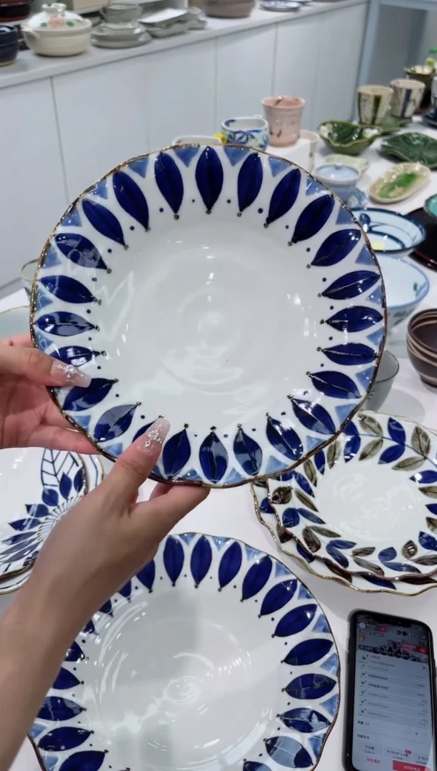 瓷片孤品花瓣深盘