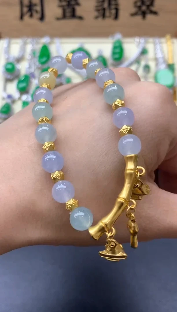 足金镶嵌手链翡翠512-中国好珍宝