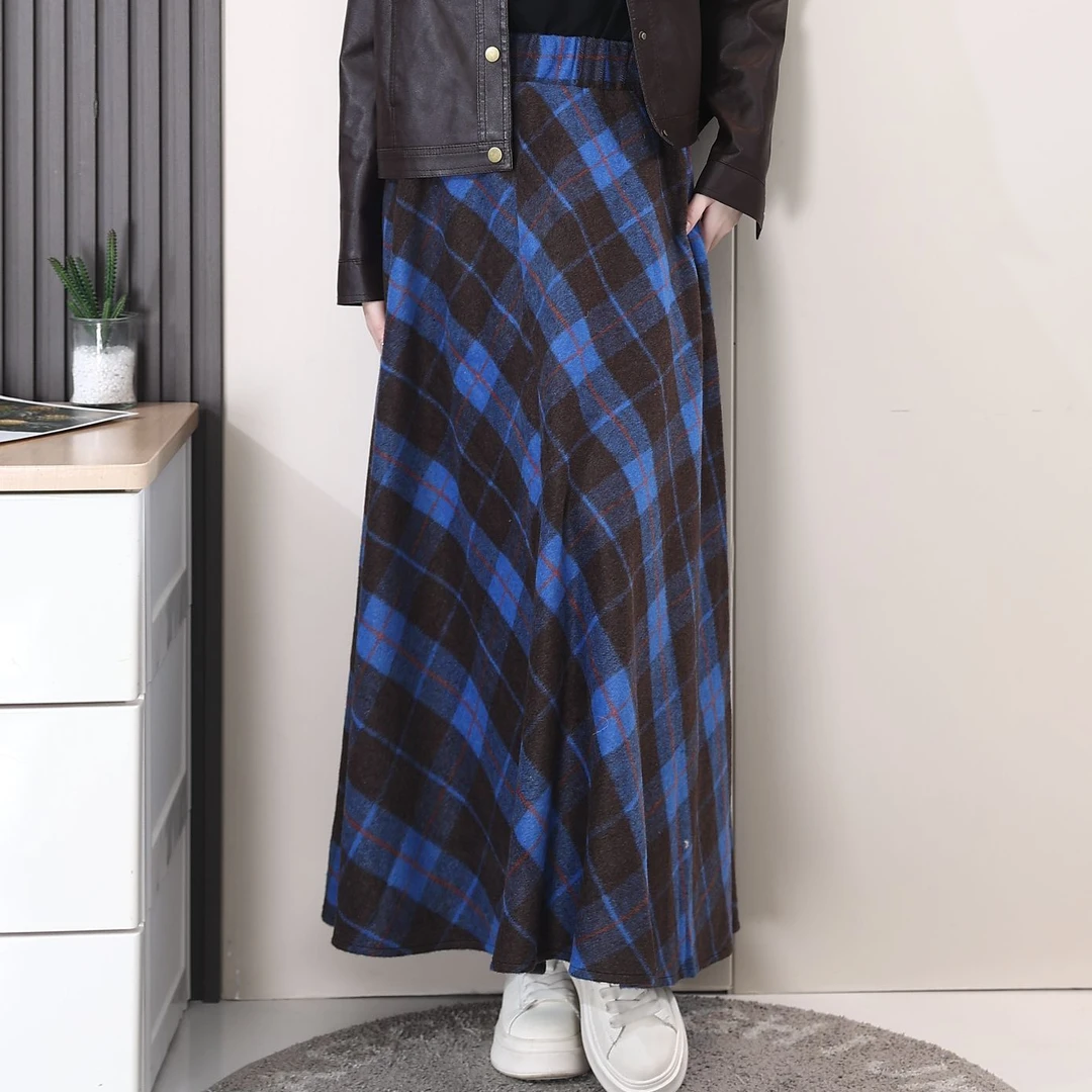 【慧】美拉德复古格子半身裙秋冬加厚高腰A字裙毛呢裙显瘦新款大240