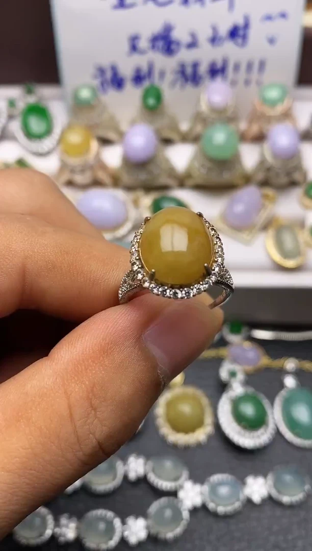 银S925镶嵌戒指翡翠/0045