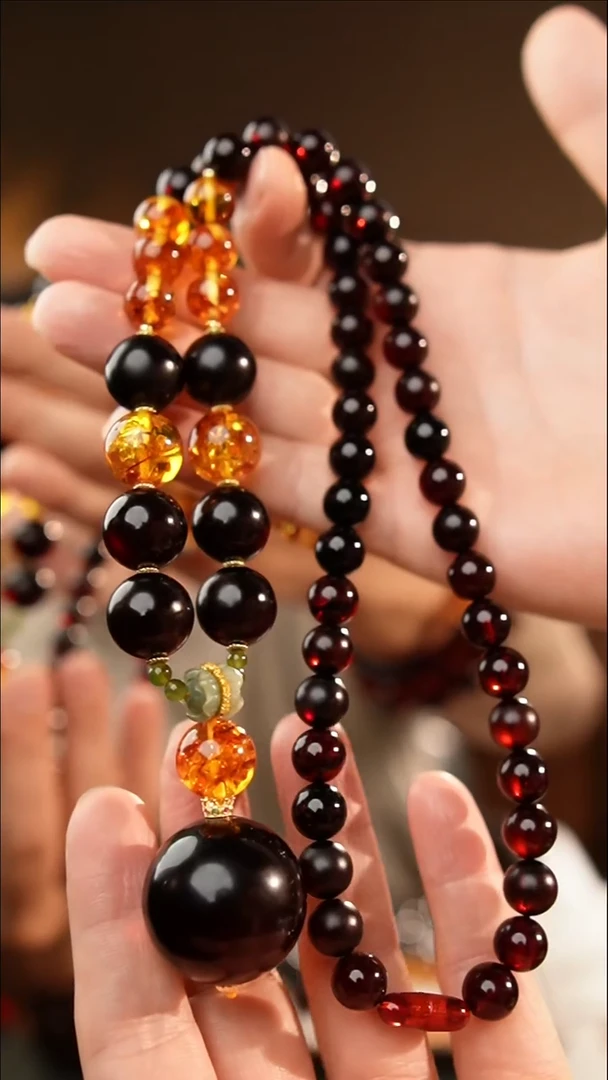 琥珀颈饰未镶嵌28+翳珀项链