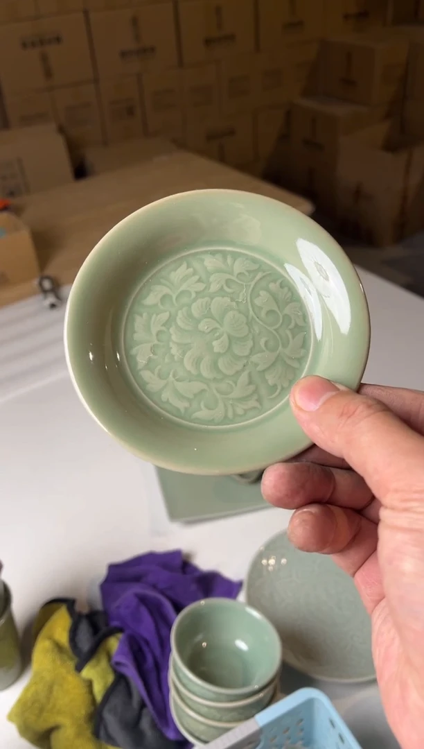 【闪购商品】瓷瑕疵牡丹纹杯托1只