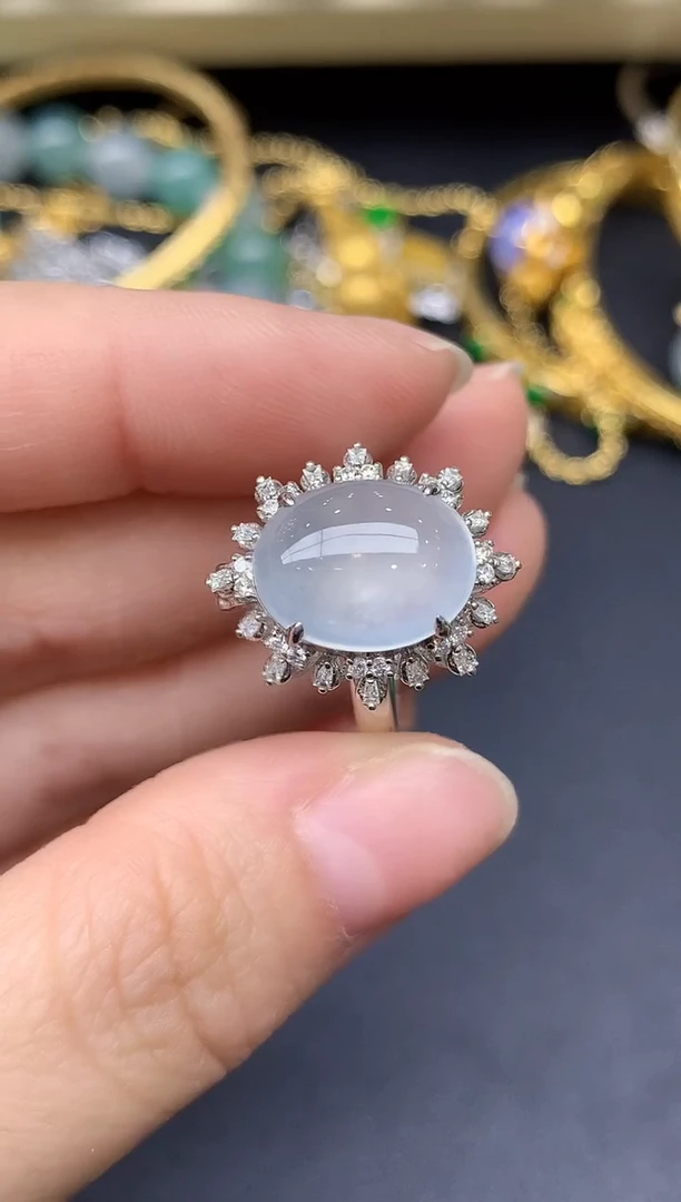18K金镶嵌戒指翡翠479-雪姐翡翠天天见