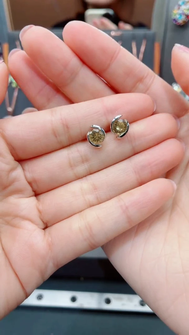 银S925镶嵌耳饰水晶水晶耳饰