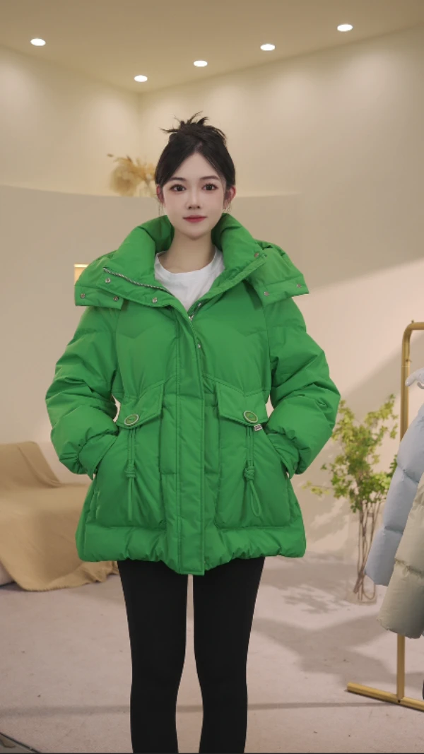 2024新款羽绒服女中长款宽松时尚加厚保暖外套冬季韩版纯色百搭