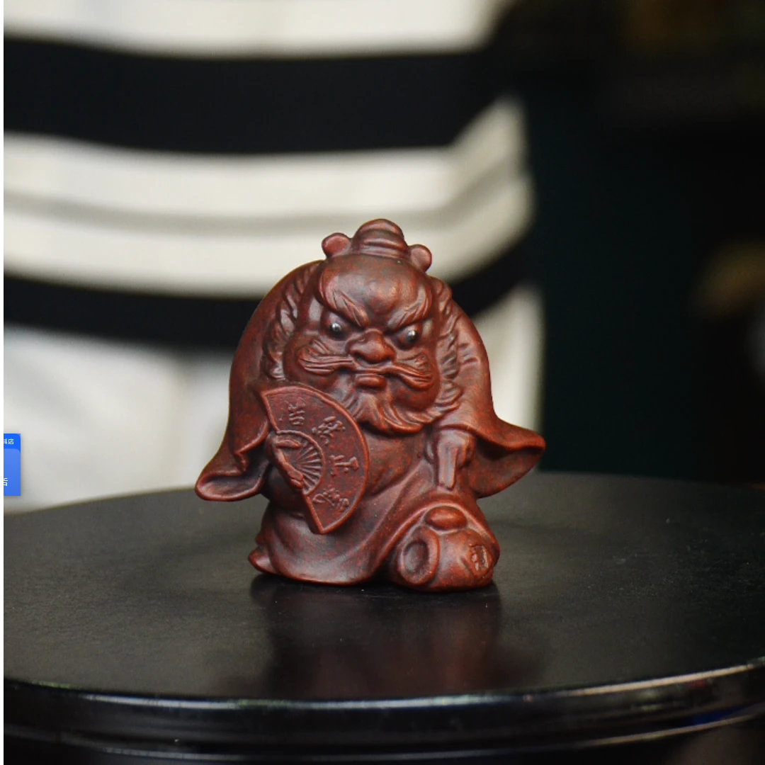 紫扇子钟馗 宜兴紫砂摆件