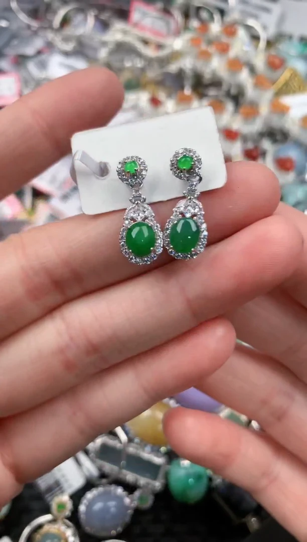 银S925镶嵌戒指翡翠777---5