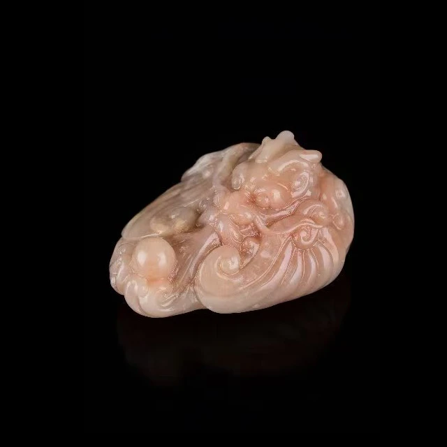 国石/老性结晶巧色李红善伯洞鳌龙把件（林永源）/大师雕/ST1432