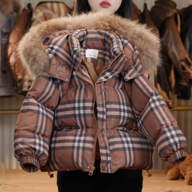 【现货】设计师原版冬季儿童羽绒服女孩时髦大毛领保暖男孩冬天外套