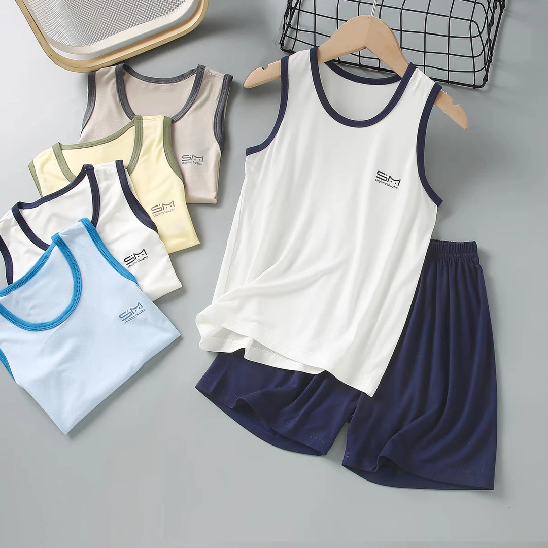 「清凉一夏」儿童莫代尔薄款背心家居服无袖套装