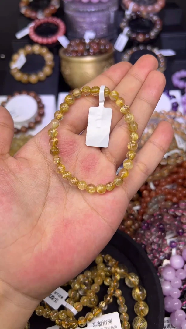 未镶嵌手串水晶金发晶6mm+