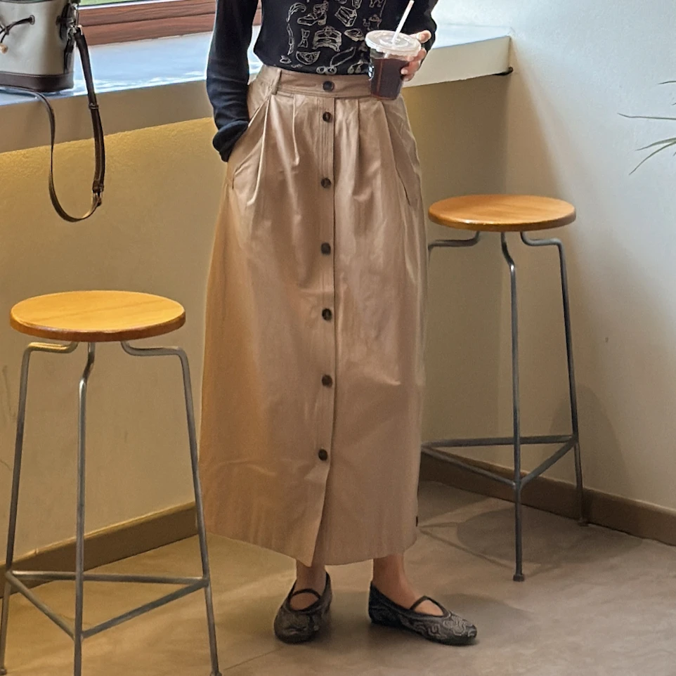 LYXZ x 大小与【沙屿】新款时尚气质显瘦A字裙设计师工装半裙79772