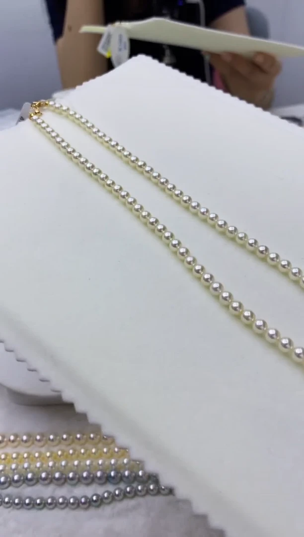 银S925镶嵌DA海水珍珠 羽皇金串链4.5-5MM真科研ROSE大证 GD005