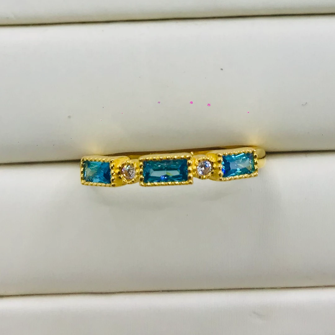 足金999蓝色镶嵌戒指附加188