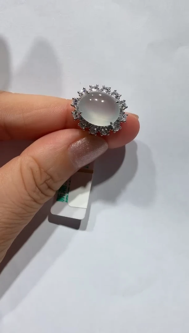 银S925镶嵌戒指翡翠缅甸A货翡翠戒指