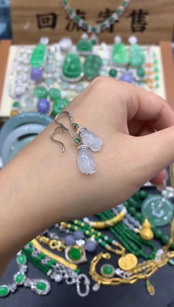 【闪购商品】翡翠耳饰18K金镶嵌83-中国好珍宝