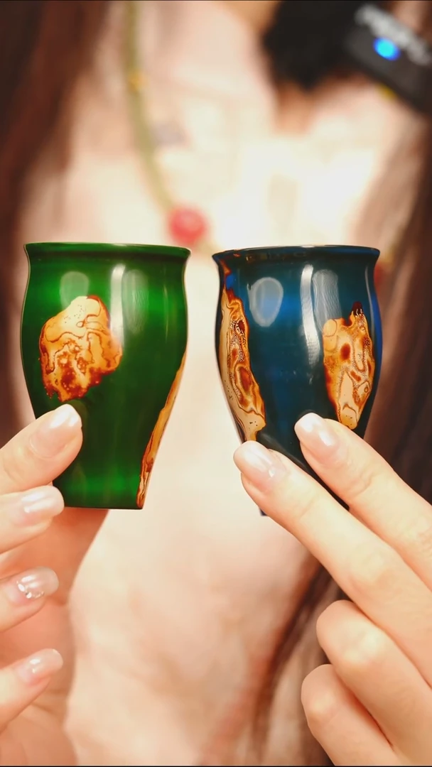 @绿蓝素髹闻香杯2个@非遗大漆