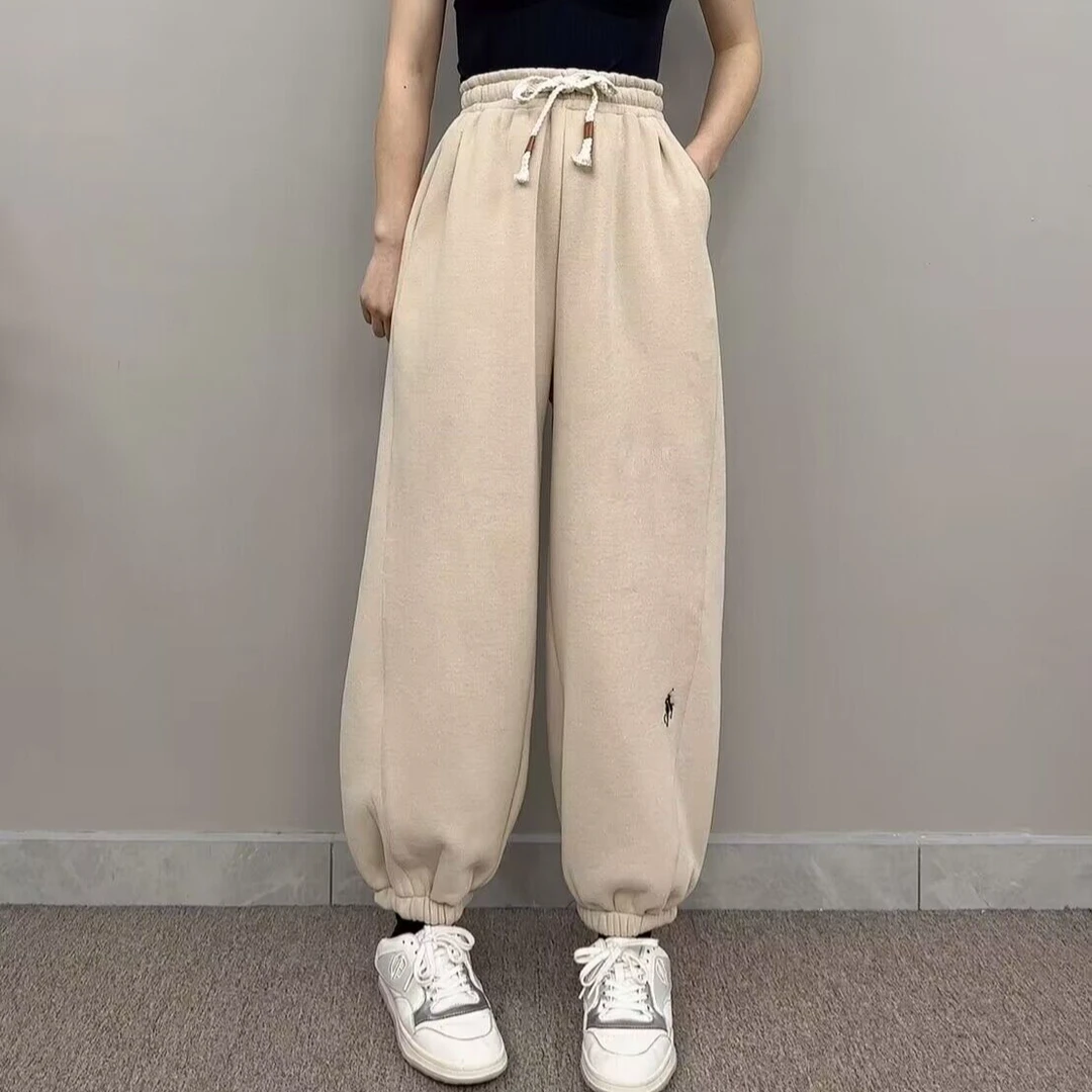 日系深冬款百搭刺绣收脚抽绳卫裤