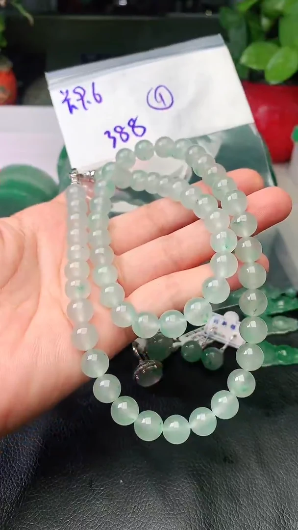 定制石英质玉（非洲翠）项链9.5mm