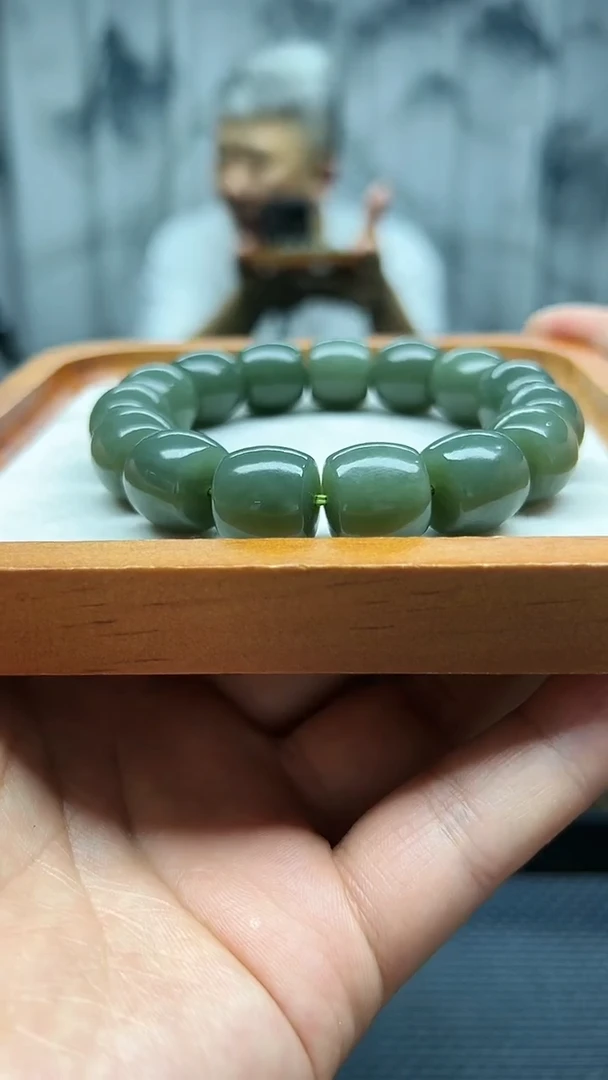 手串未镶嵌和田玉且末蓝直切卡16纯天然拍一发一