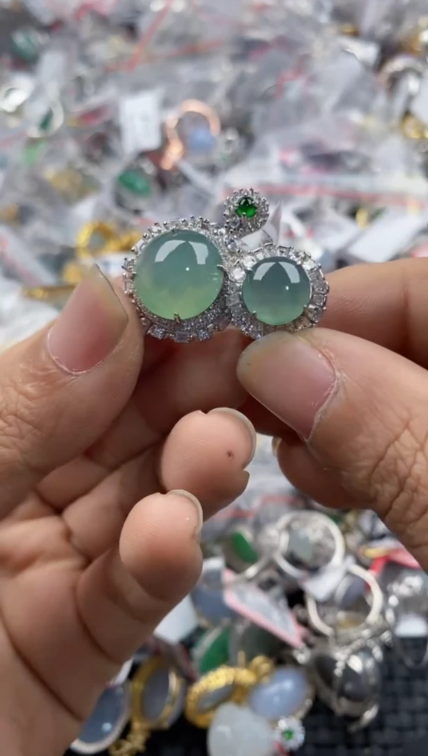 银S925镶嵌戒指翡翠555            4