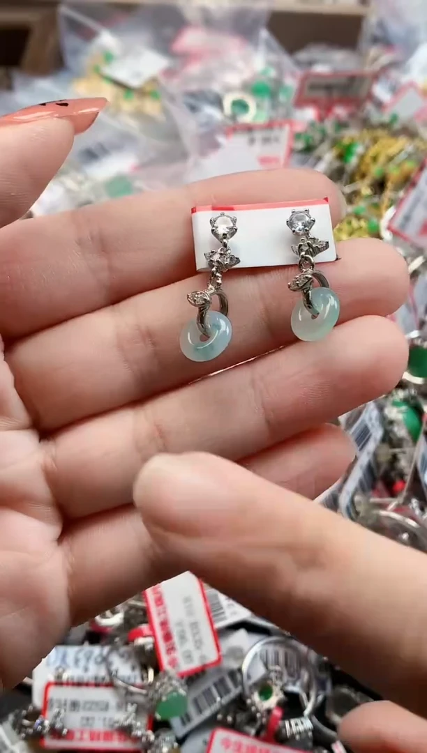 银S925镶嵌戒指翡翠天然A货缅甸翡翠