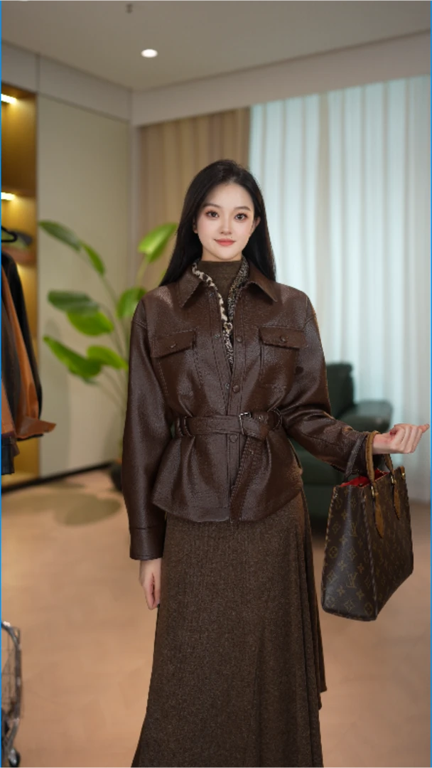海宁真皮皮衣女短款百搭皮风衣外套 KFLD-1907#