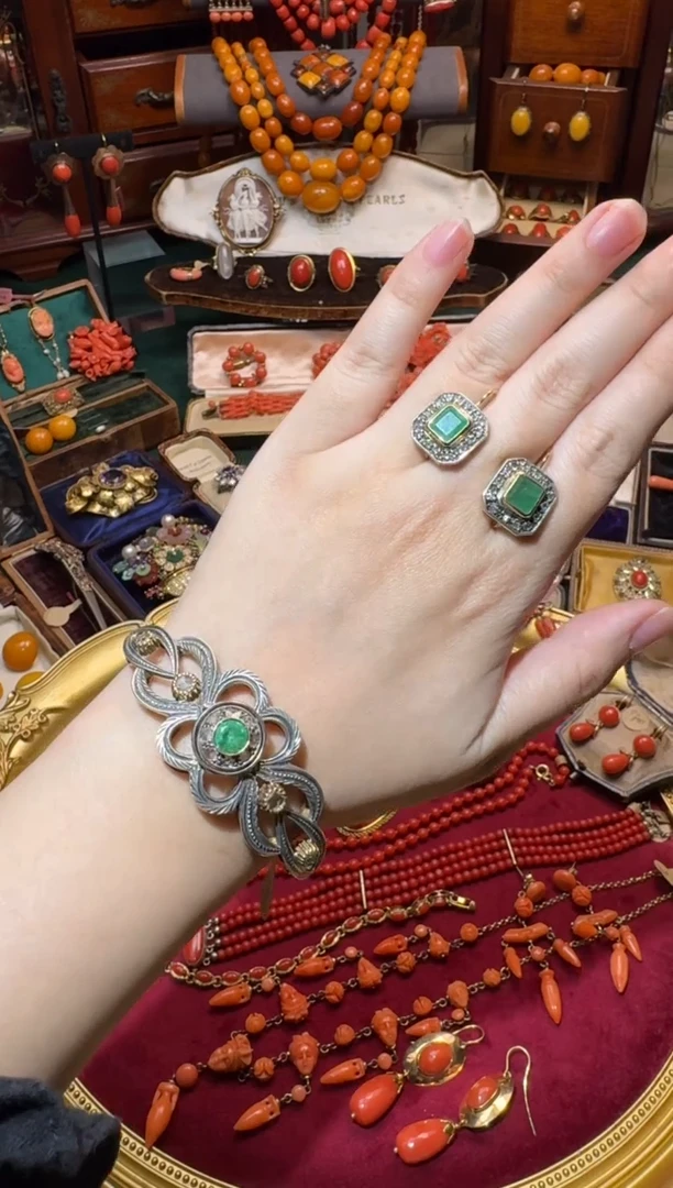 无链子800银35800，k18+祖奶奶+老切钻，耳环+手镯两件套