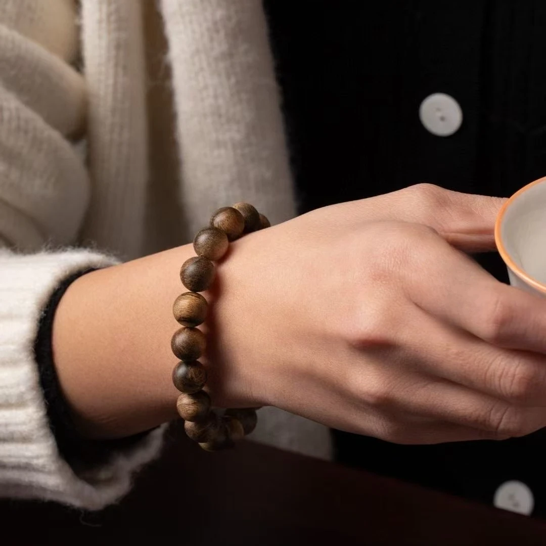 野生芽庄特殊招C雷料白棋沉水1.0单圈沉香木（纹理随型发其一）