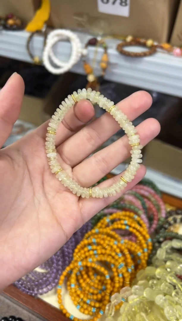 【闪购商品】水晶手链未镶嵌柠檬黄水晶蝶珠款手链[1573]