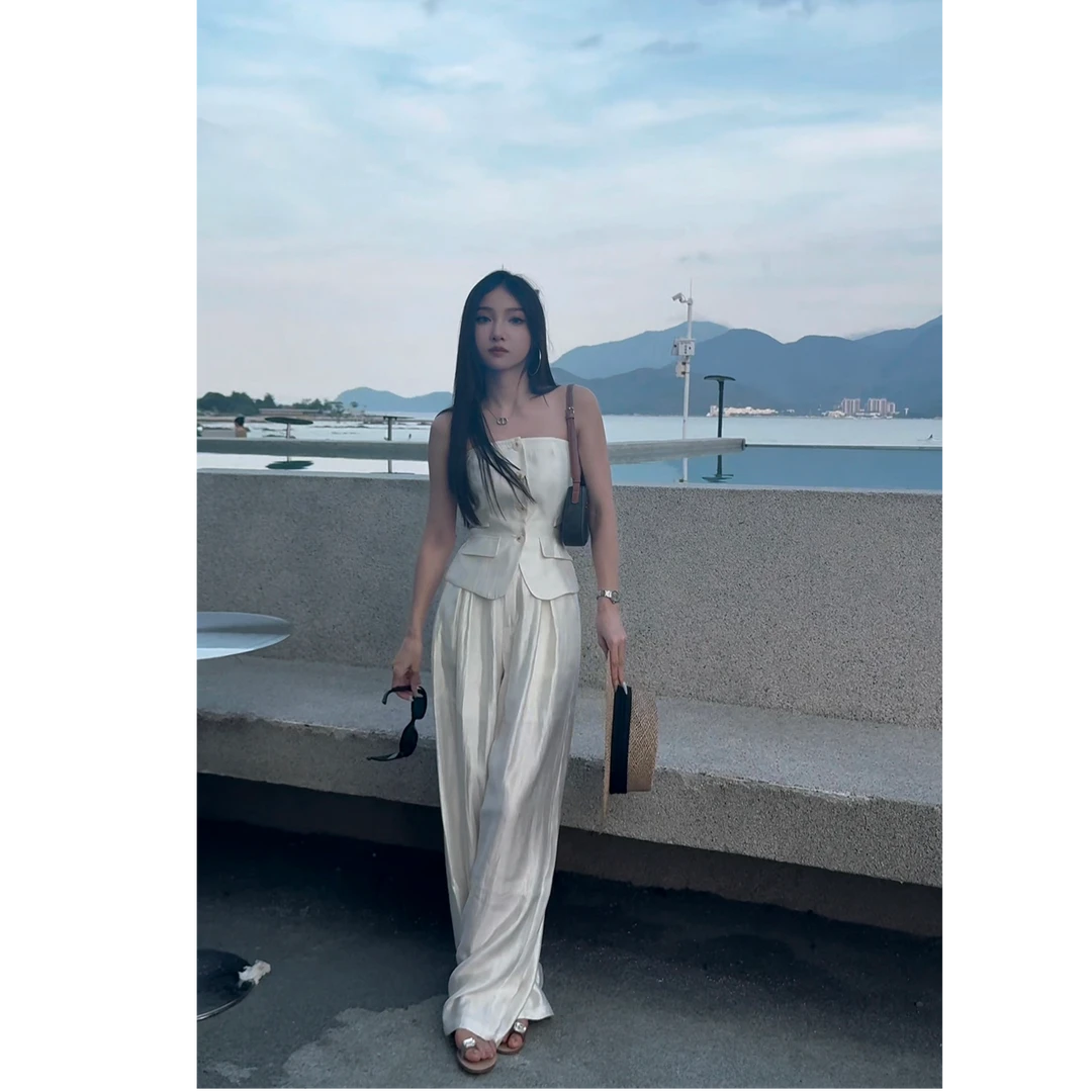 Molly定制【绝美身材】简约通勤INS风垂感礼服无袖阔腿裤1717