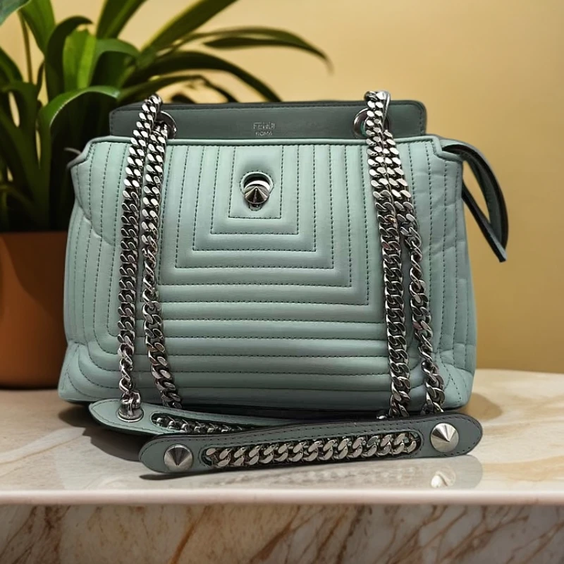 95新 FENDI/芬迪  绿色链条包1193 3316