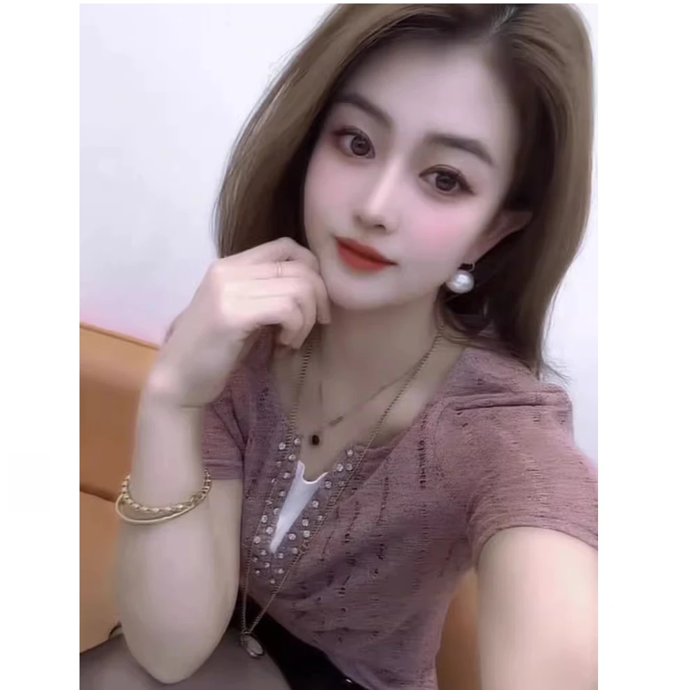 法式别致洋气粉色上衣女2025年夏季新款温柔休闲百搭通勤短袖上衣